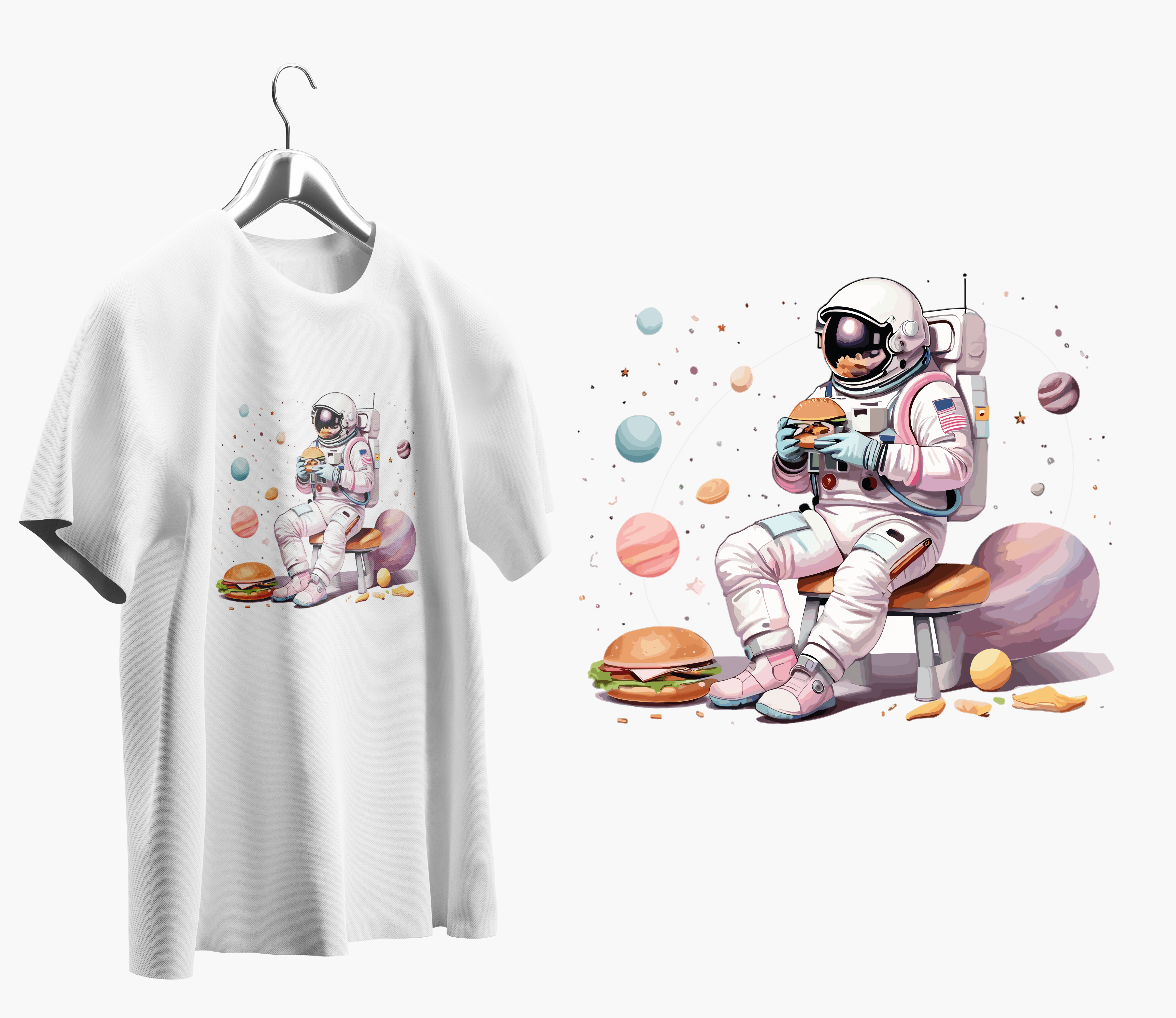 Astronot Baskılı Oversize T shirt T0011 